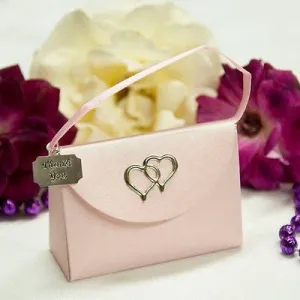 20 Pink Purse Favor Boxes with Thank You Charm with Hearts