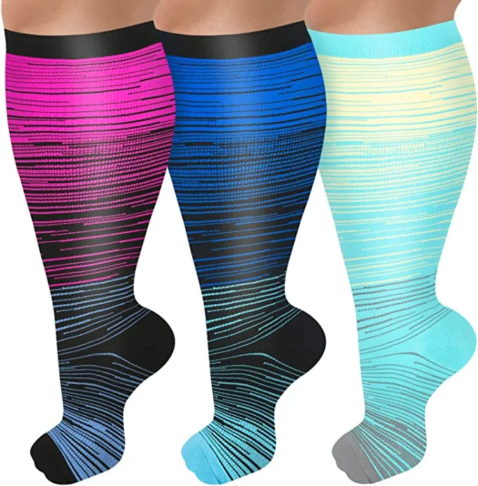 3-Pairs Cool Calf Compression Socks for Man and Woman (20-30 mmHG）| ACTINPUT