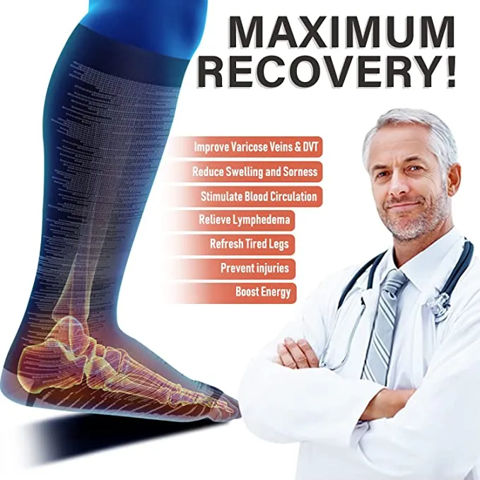 3-Pairs Cool Calf Compression Socks for Man and Woman (20-30 mmHG）| ACTINPUT
