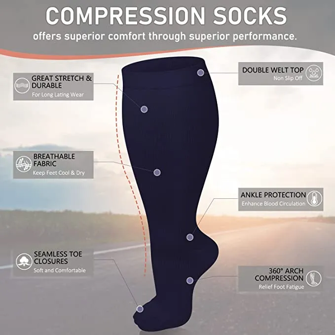 3-Pairs Cool Calf Compression Socks for Man and Woman (20-30 mmHG）| ACTINPUT