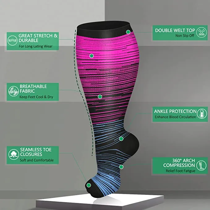 3-Pairs Cool Calf Compression Socks for Man and Woman (20-30 mmHG）| ACTINPUT