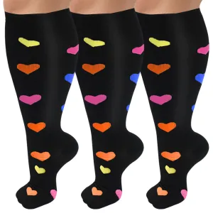 3-Pairs Cute Big Calf Compression Socks for Man and Woman (20-30 mmHG）| ACTINPUT