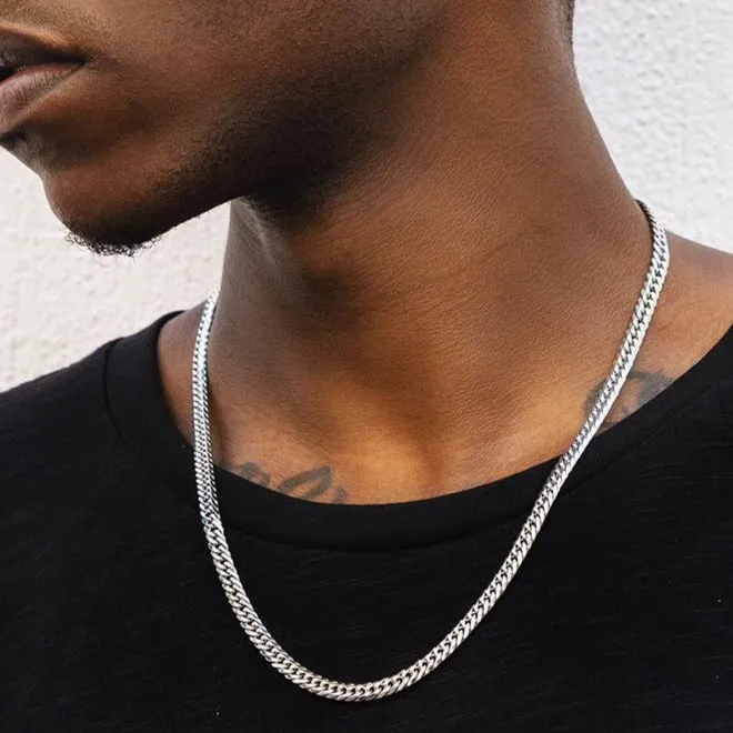6mm Miami Cuban Link Chain in White Gold - 6-Side Cut