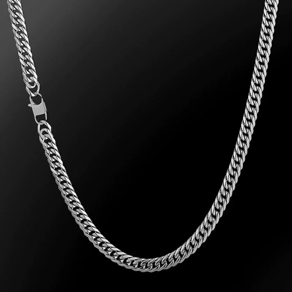 6mm Miami Cuban Link Chain in White Gold - 6-Side Cut