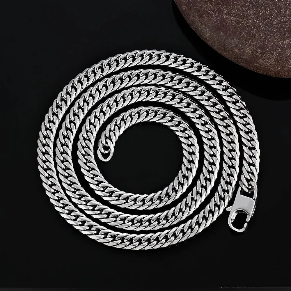 6mm Miami Cuban Link Chain in White Gold - 6-Side Cut