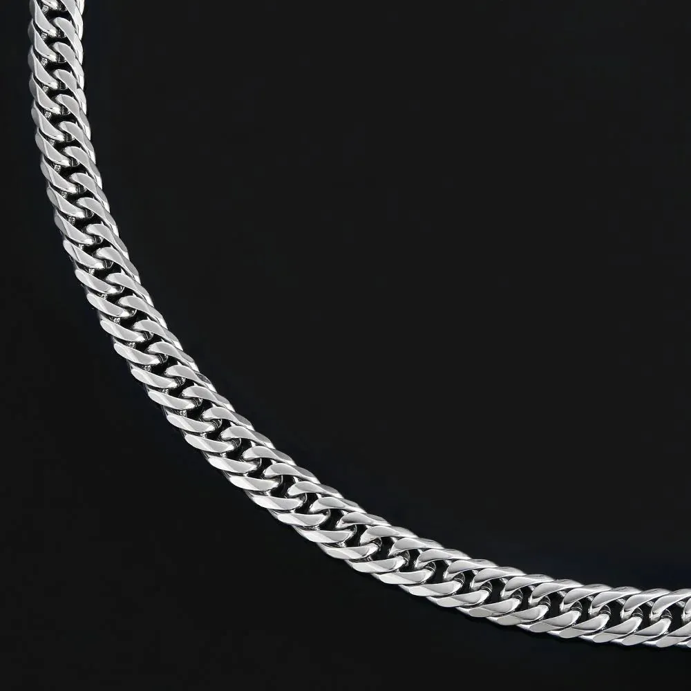 6mm Miami Cuban Link Chain in White Gold - 6-Side Cut