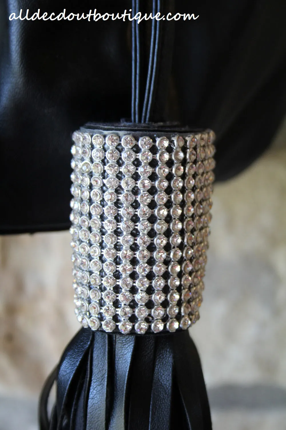 ADO | Drawstring Leatherette Purse with Bling Tassels