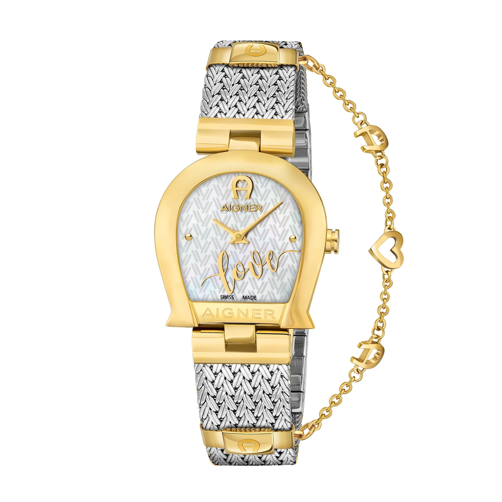 Aigner Women's Stainless Steel Case Mesh Bracelet White Mother of Pearl Dial Watch