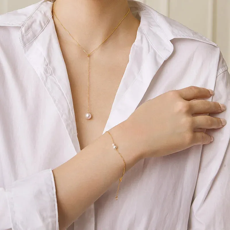 Akoya Pearl 18K Gold Contrast Design Bracelet