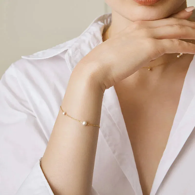 Akoya Pearl 18K Gold Contrast Design Bracelet