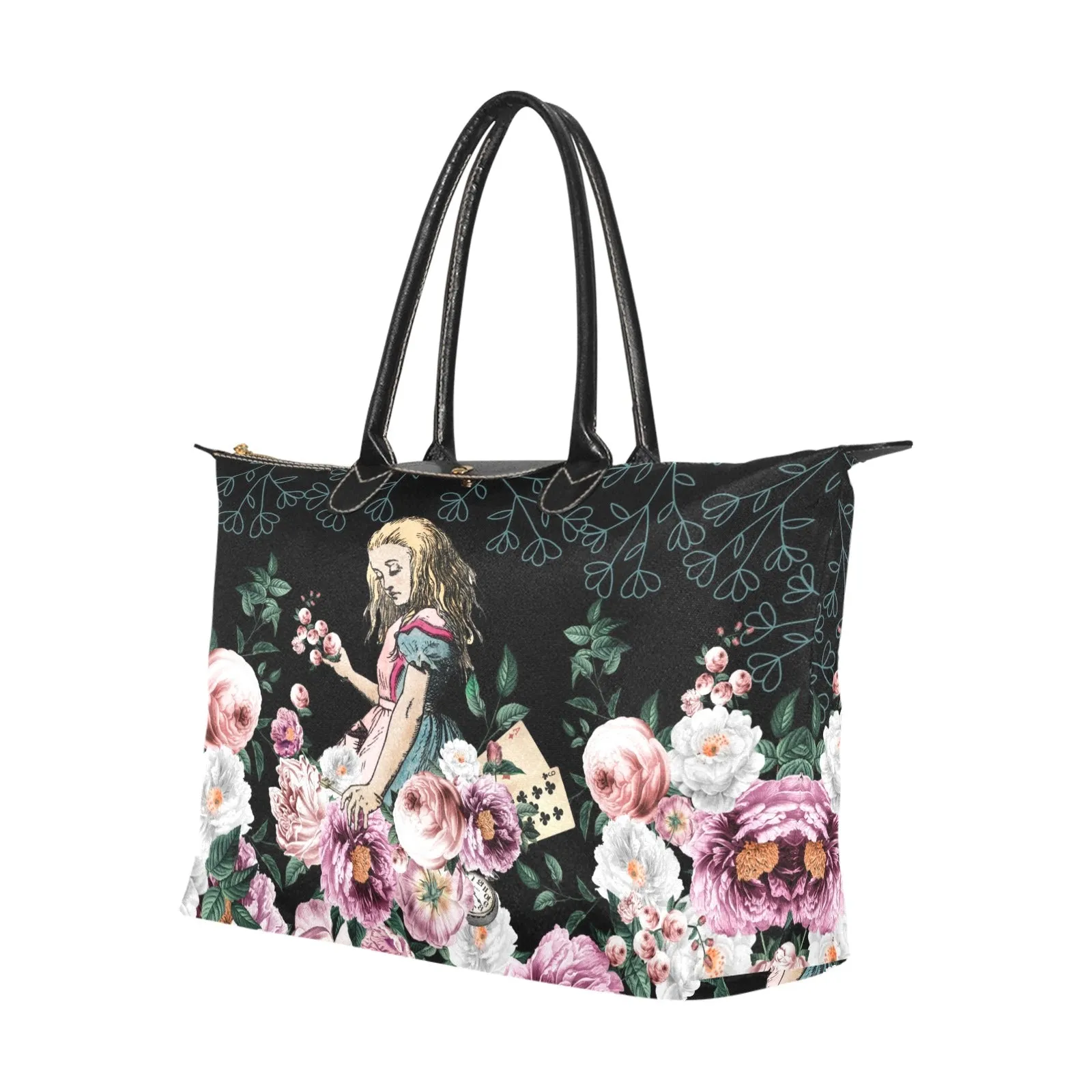 Alice in Wonderland Bag, Classic 15 Inch Handbag, Pink Roses