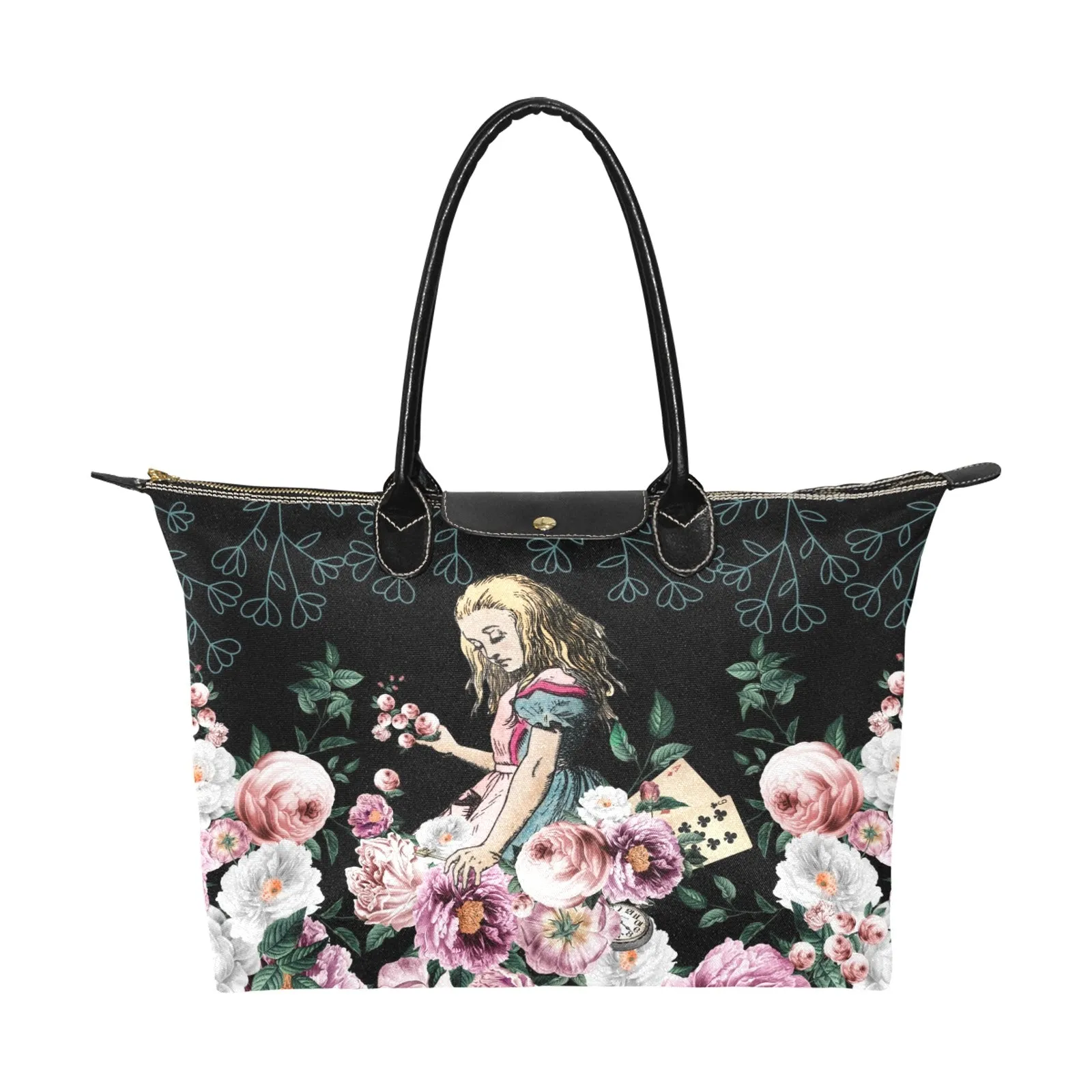 Alice in Wonderland Bag, Classic 15 Inch Handbag, Pink Roses