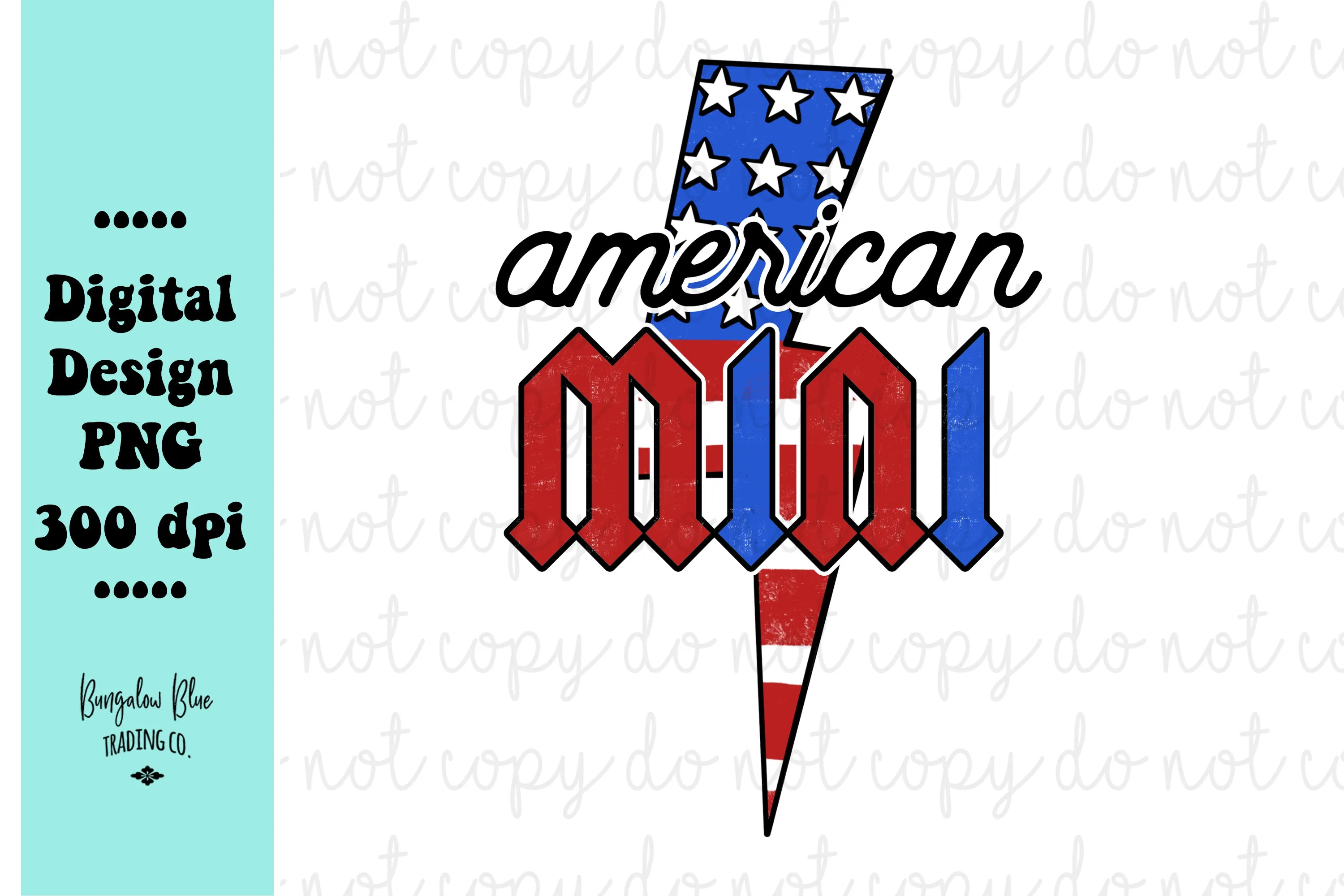 American Mini Lightening Bolt Kids 4th of July Digital Download