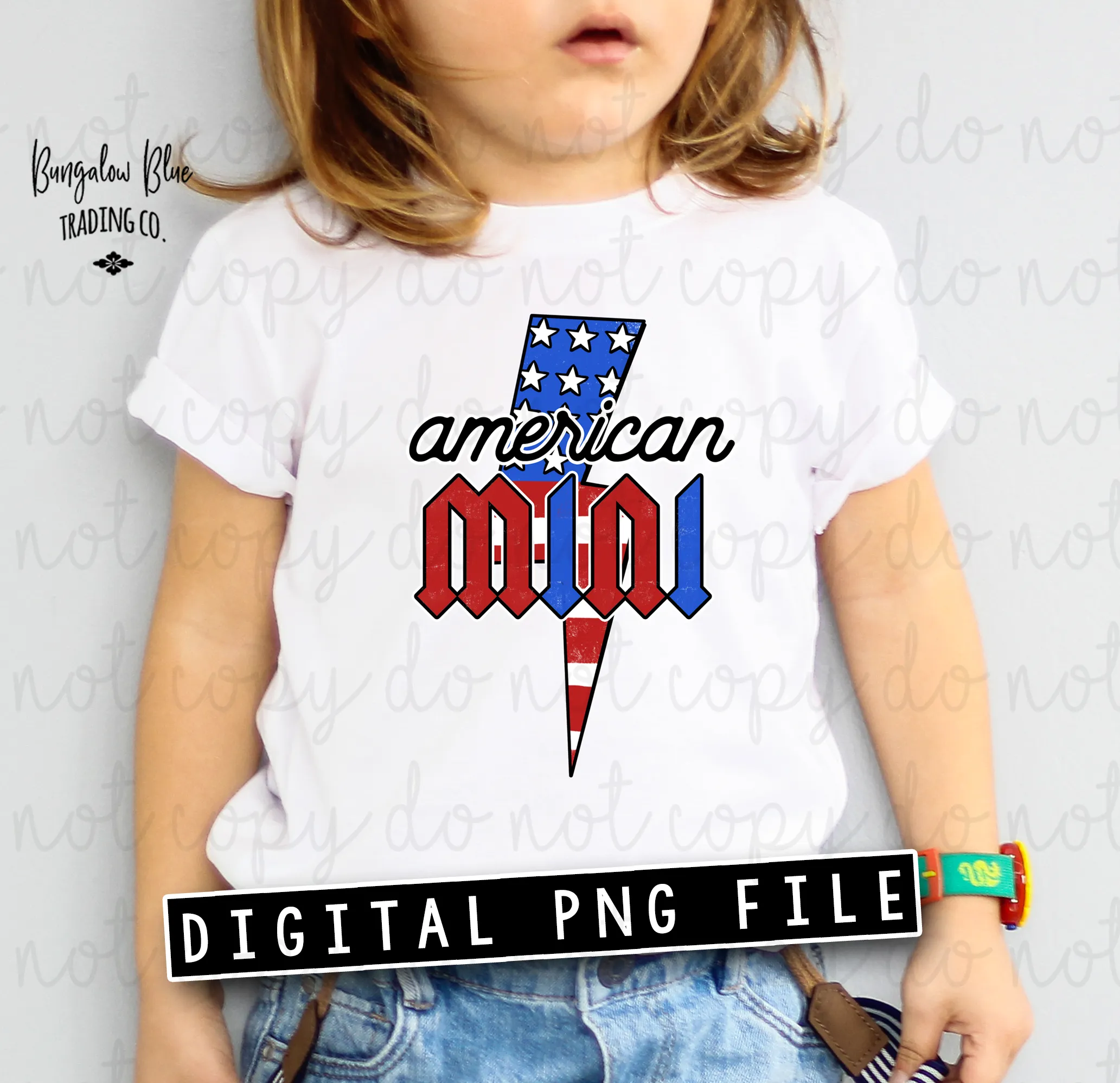 American Mini Lightening Bolt Kids 4th of July Digital Download