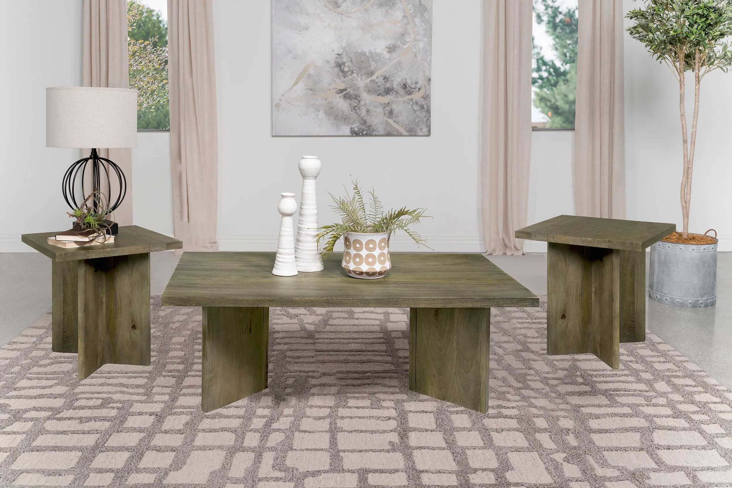 Andando 3-piece Coffee and End Table Set Mango Brown