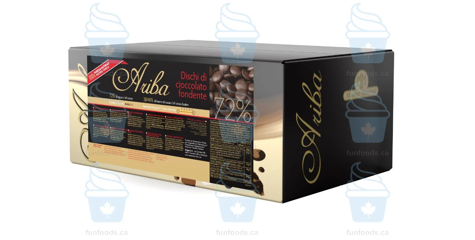 Ariba Fondente (Dark) Discs 72% 38/40 - 10 KG Box - Master Martini Canada