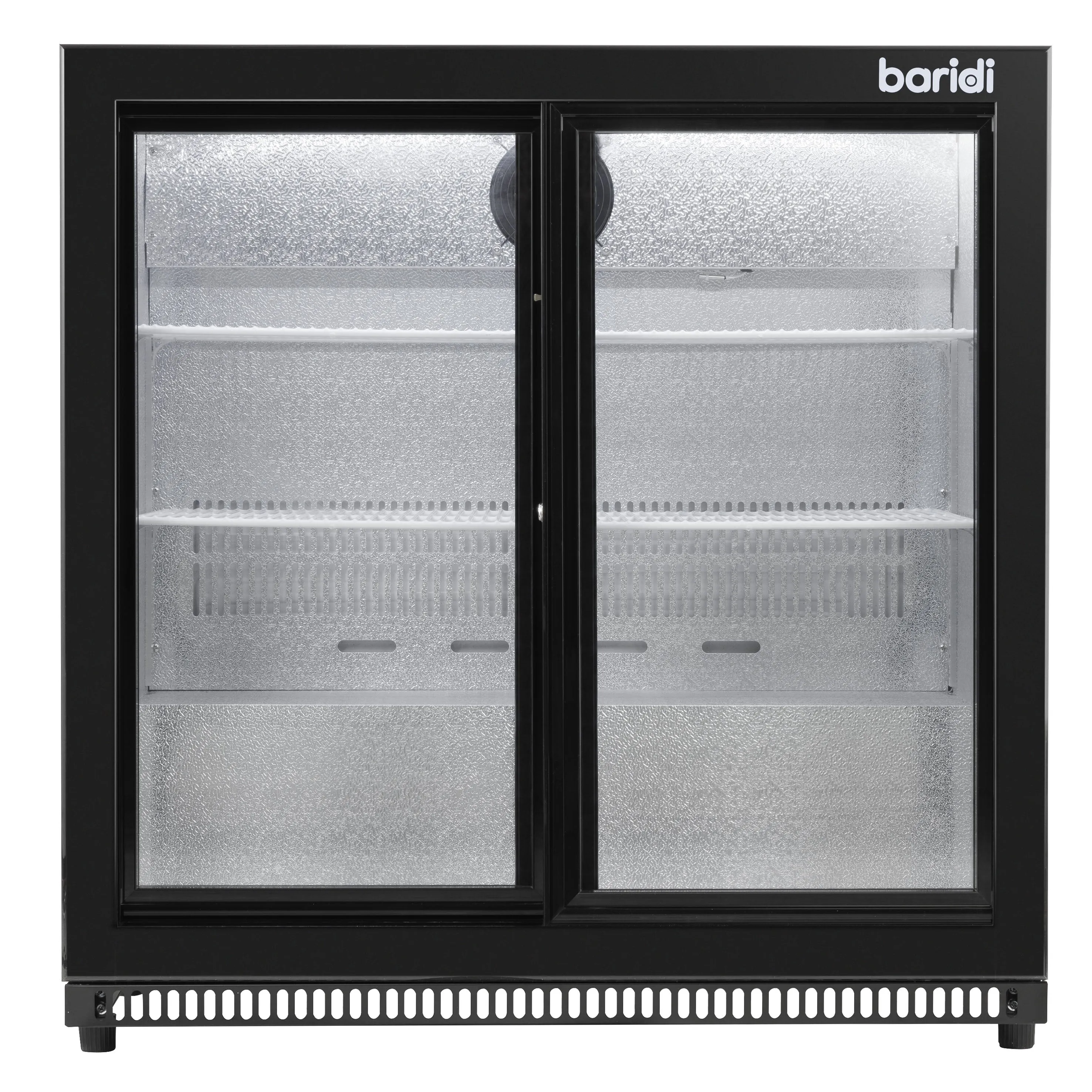 Baridi Back Bar Drinks Fridge/Cooler with Double Sliding Doors, 190L Capacity, Black - DH273