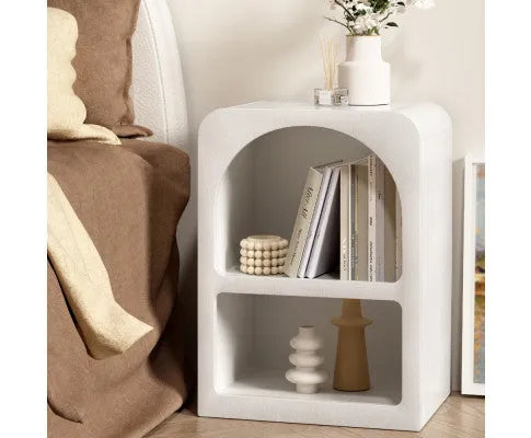 Bedside Table Shelves Side End Table Storage Nightstand White ARCHED