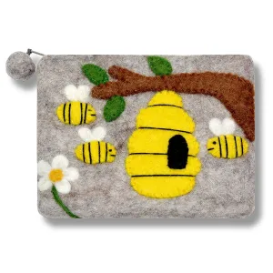 Bee with Hives Felted Coin Purse