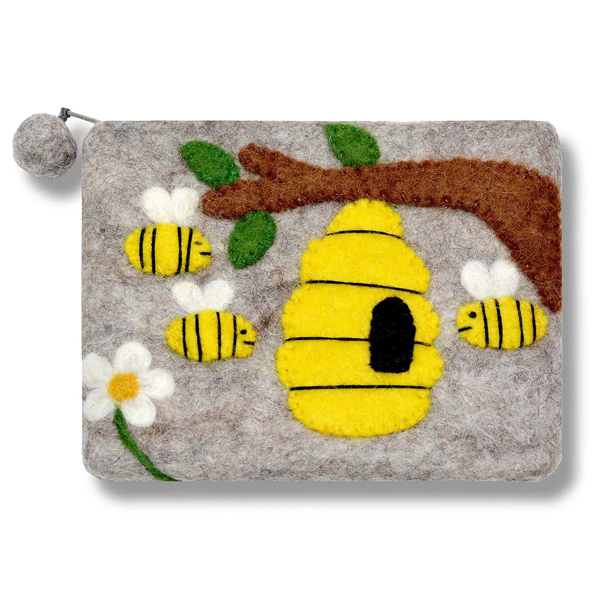 Bee with Hives Felted Coin Purse