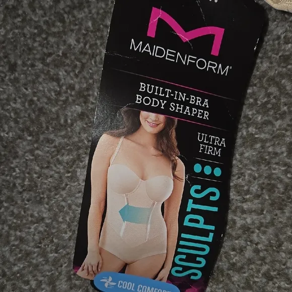 Beige Shapewear Bodysuit with Gold Accents BY Maidenform size 49C And 36B