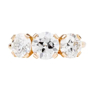 Bell & Bird Tab Prong Three Stone Ring