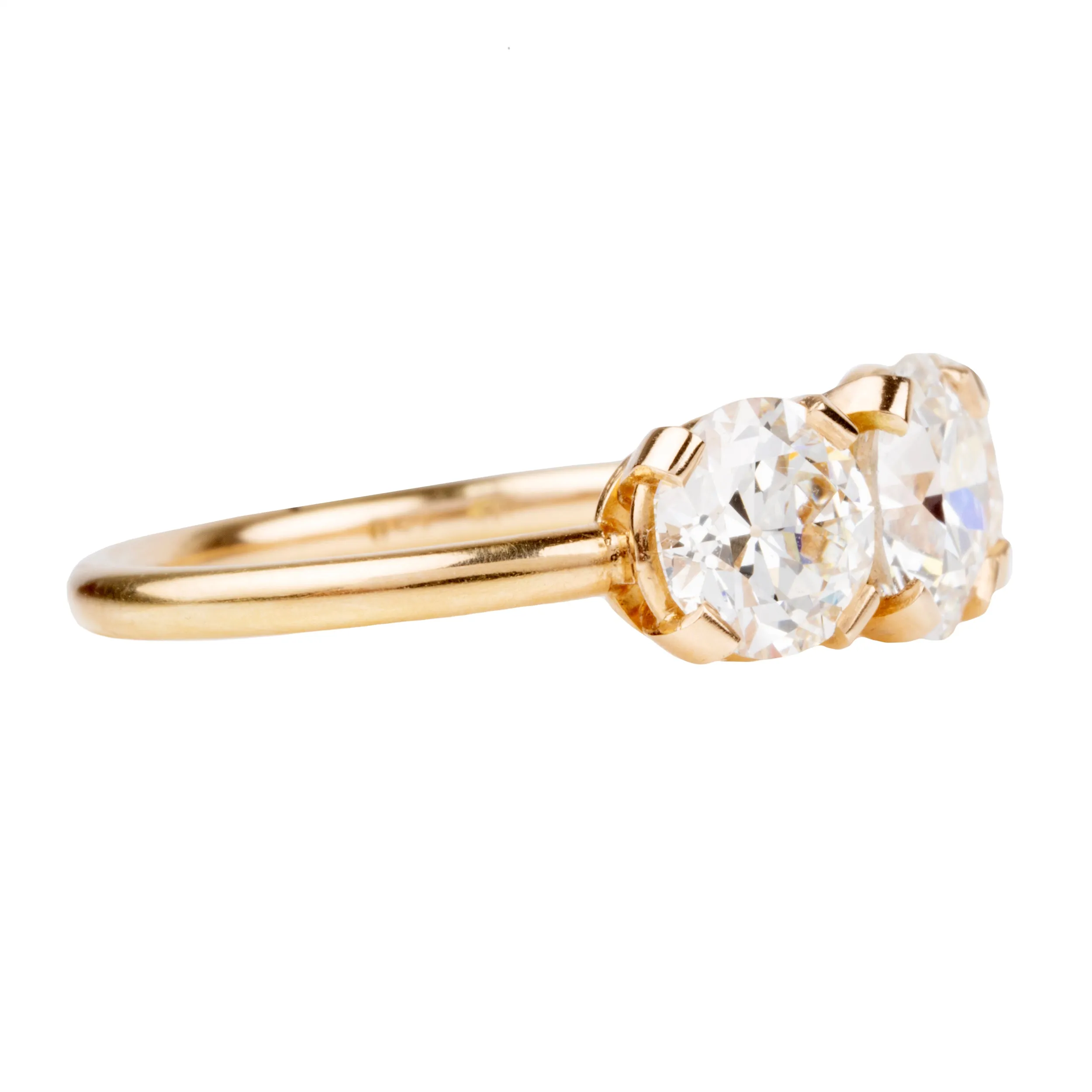 Bell & Bird Tab Prong Three Stone Ring