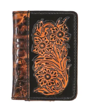 BGHFBF015--BRTN Wallet - Hooey- "Llano" Hand-Tooled Leather Floral Bifold