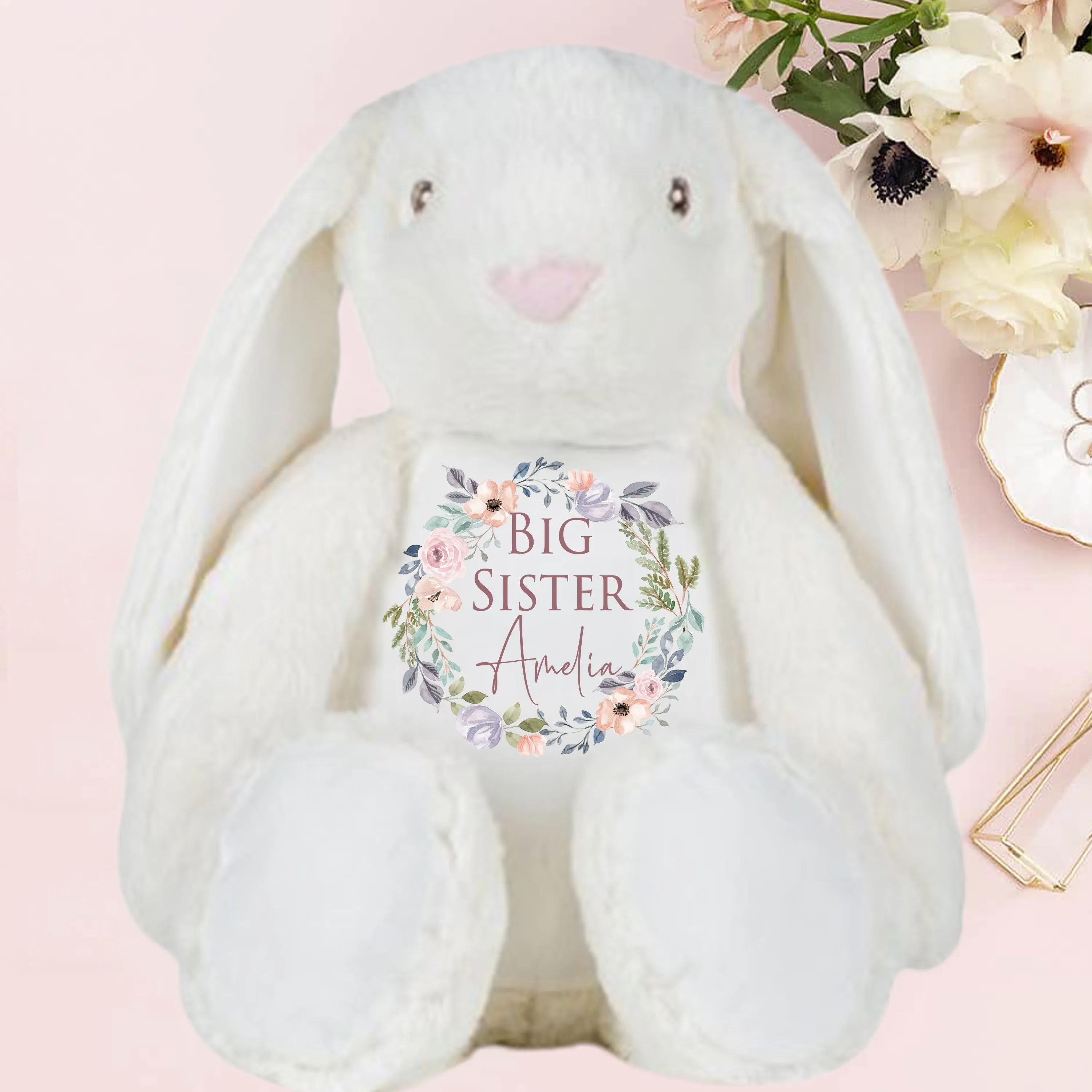 Big Sister Personalised Bunny – Soft Toy Gift for Girls