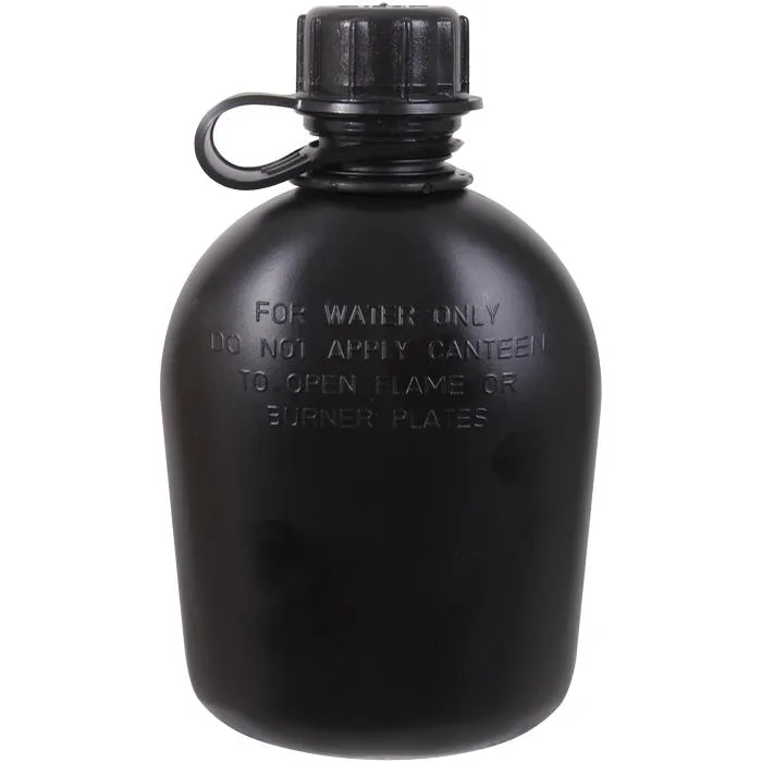 Black - 3 Piece G.I. Plastic Canteen With Clip