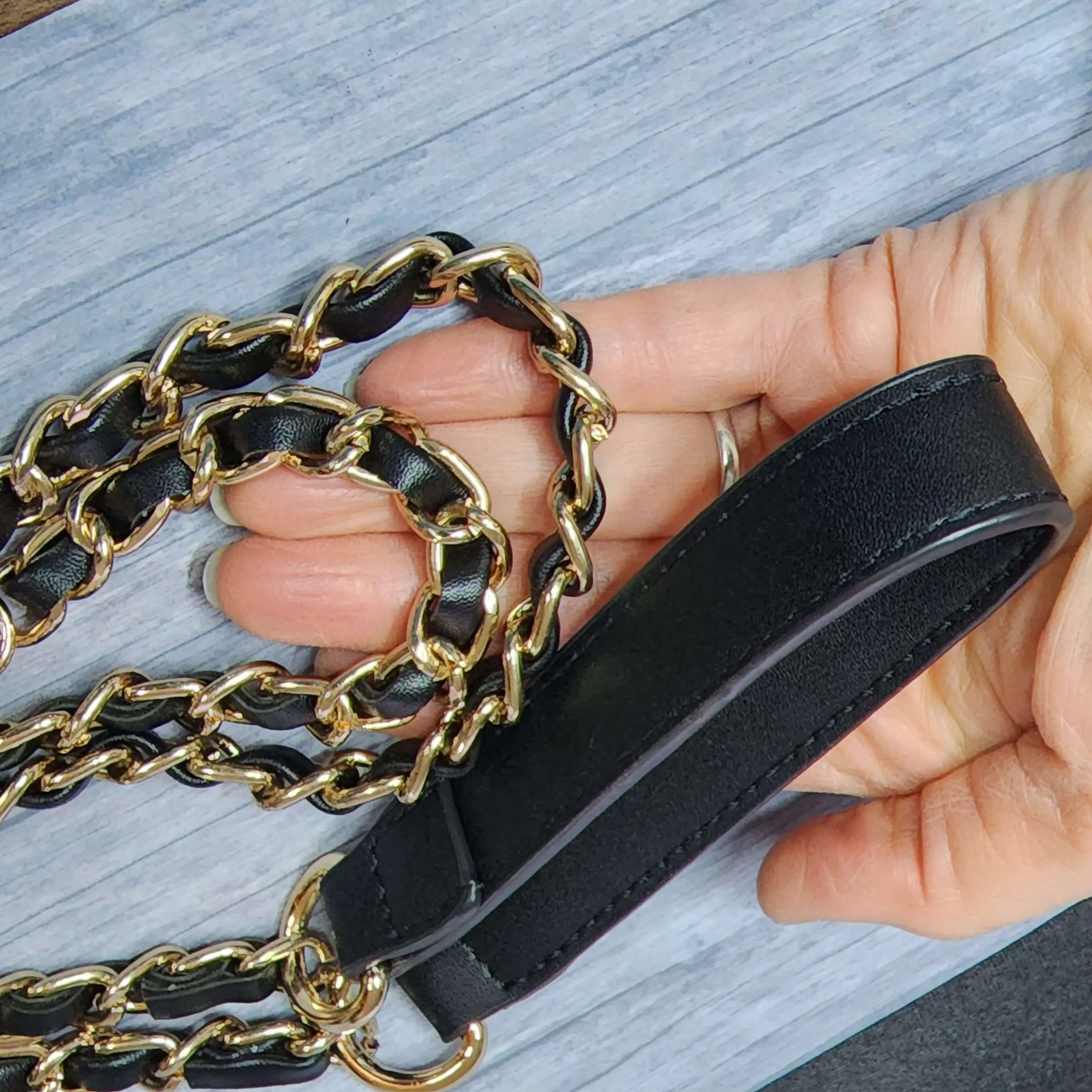 Black and Gold Chain Purse Strap 39 Inches