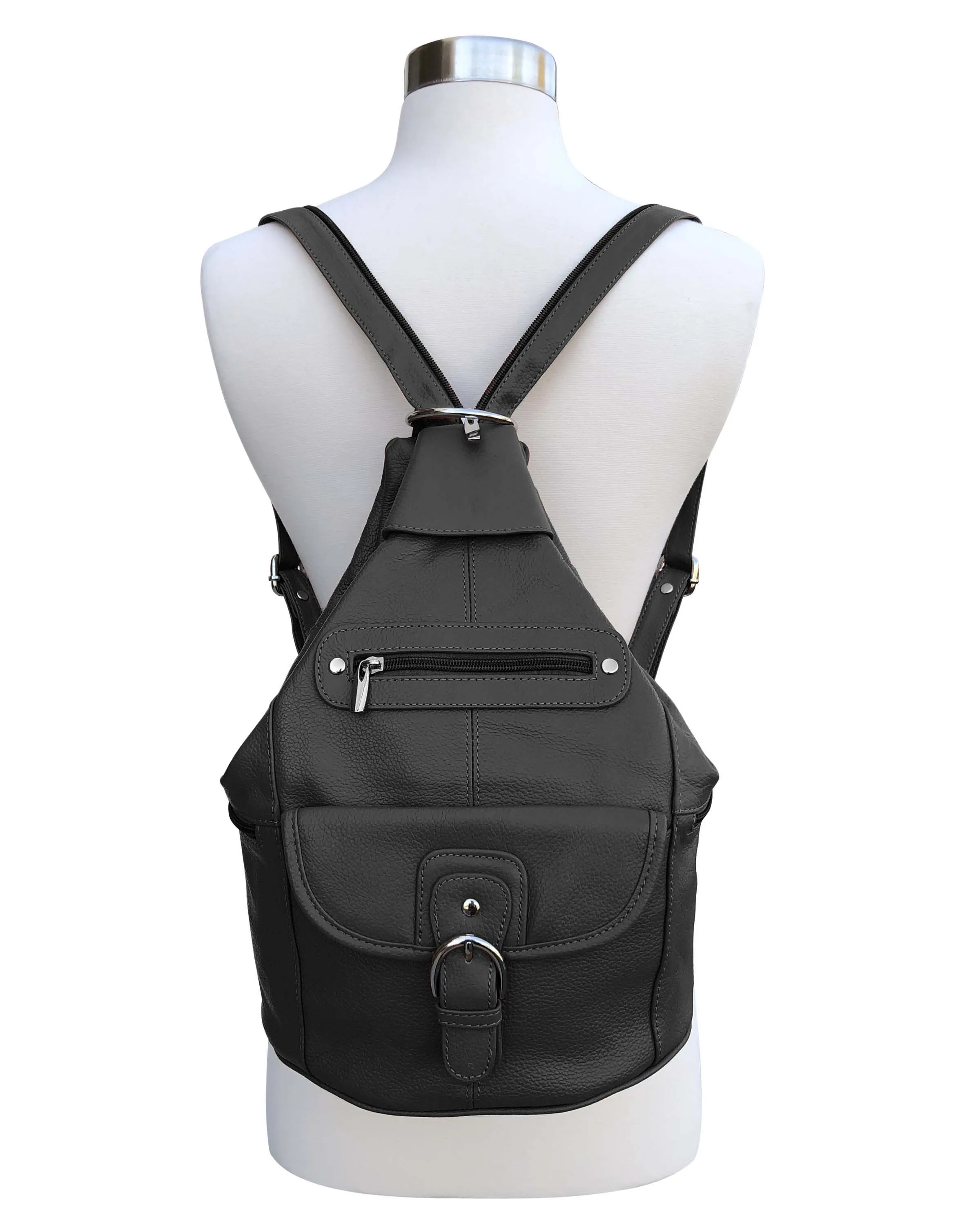 Black cowhide leather backpack