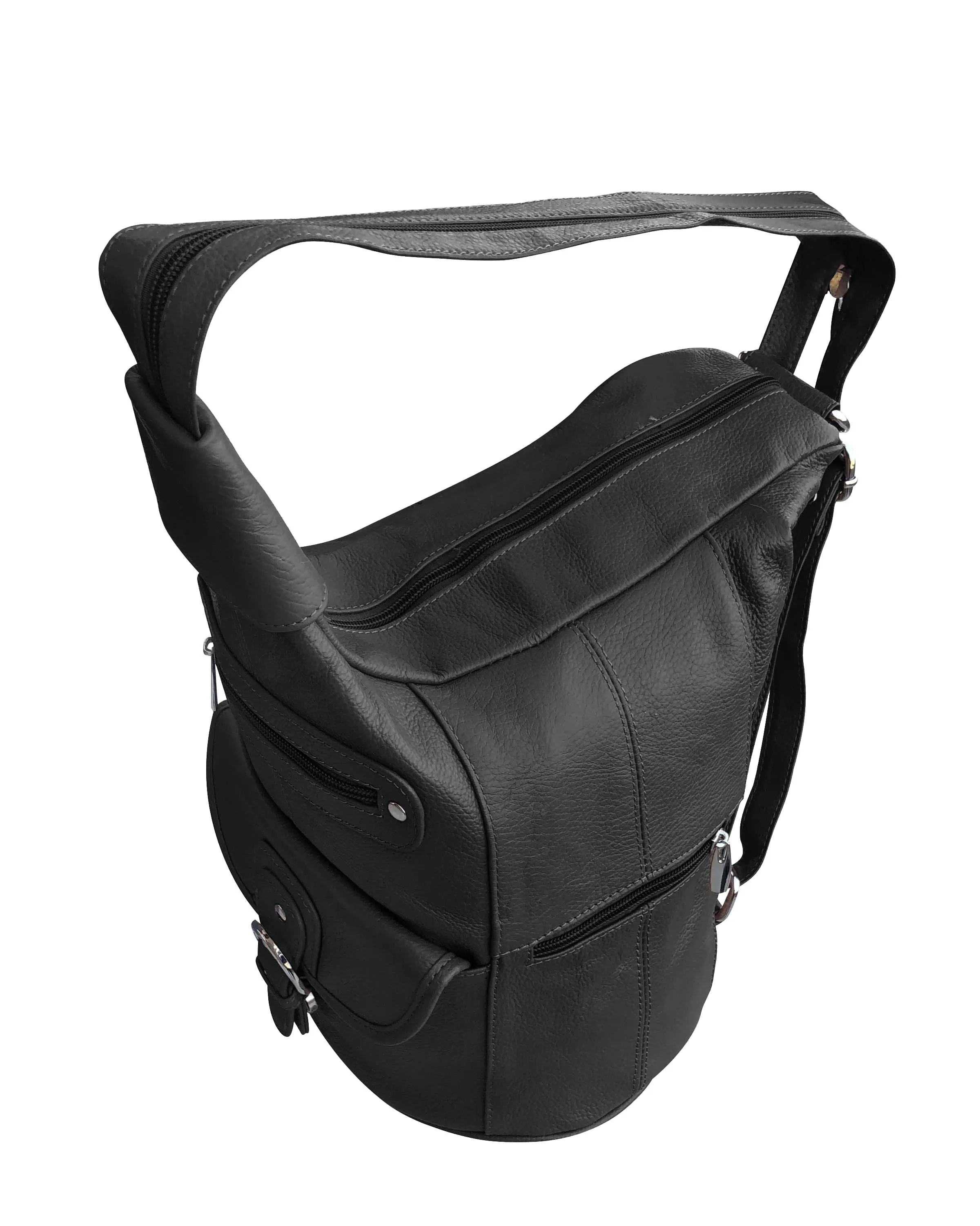 Black cowhide leather backpack
