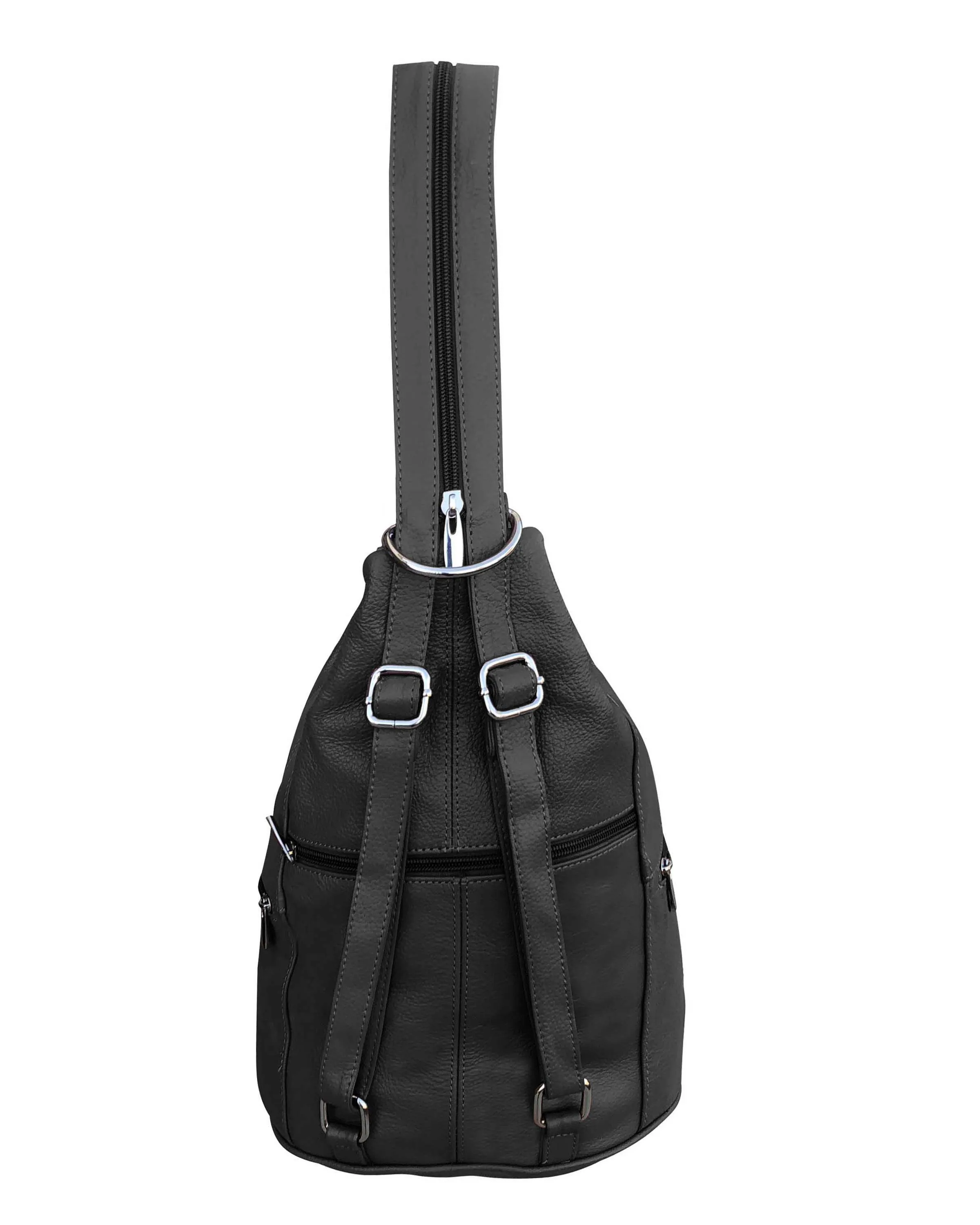 Black cowhide leather backpack