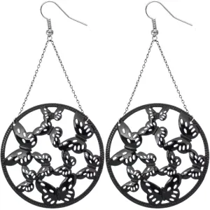 Black Gigantic Butterfly Chain Earrings