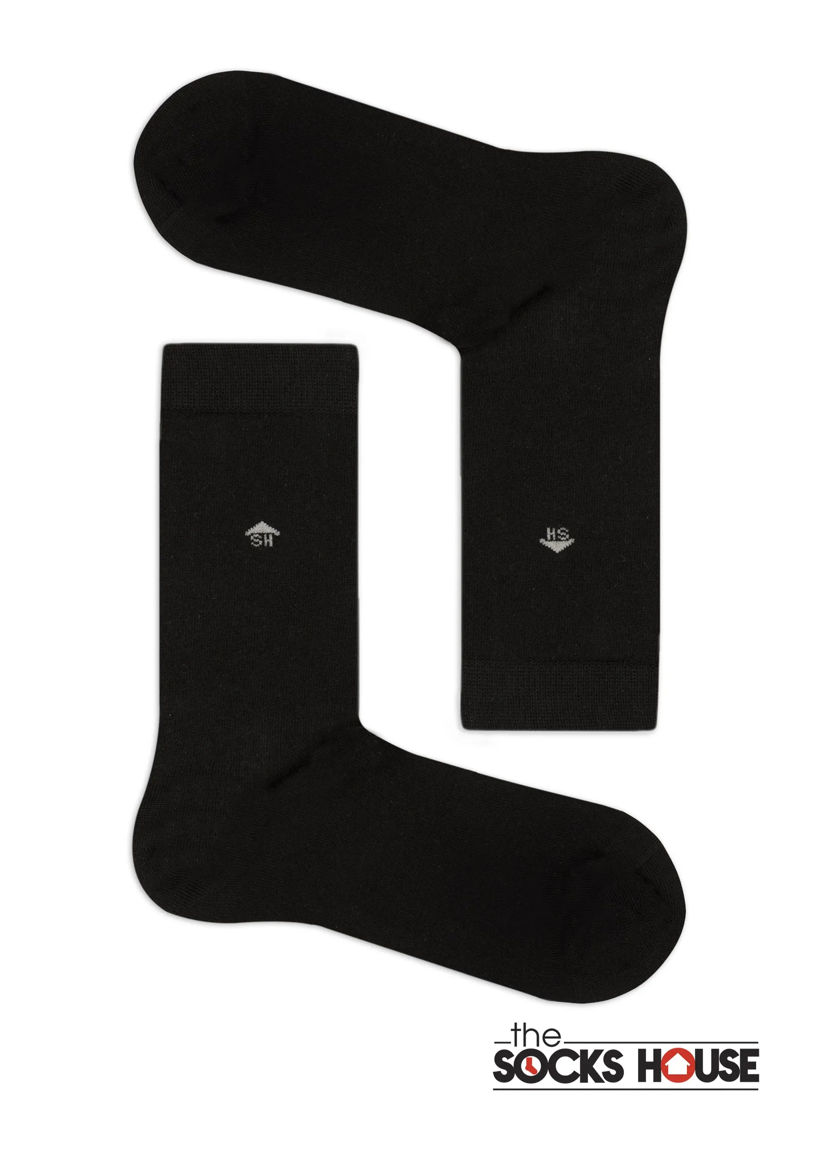 Black Plain Knit Women Bamboo Socks