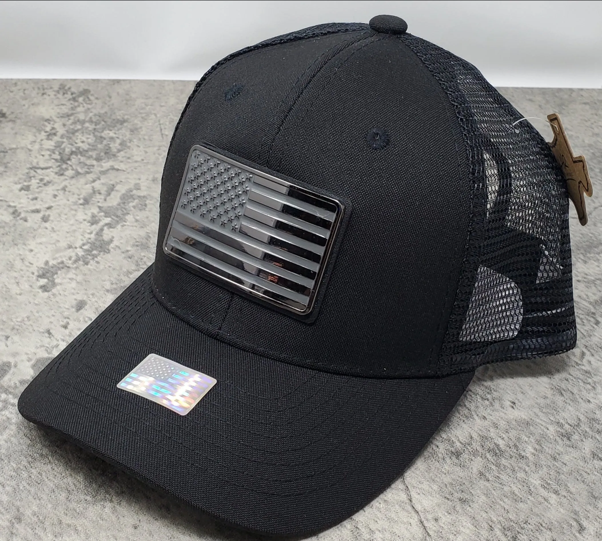 Blackout American Flag Trucker Hat