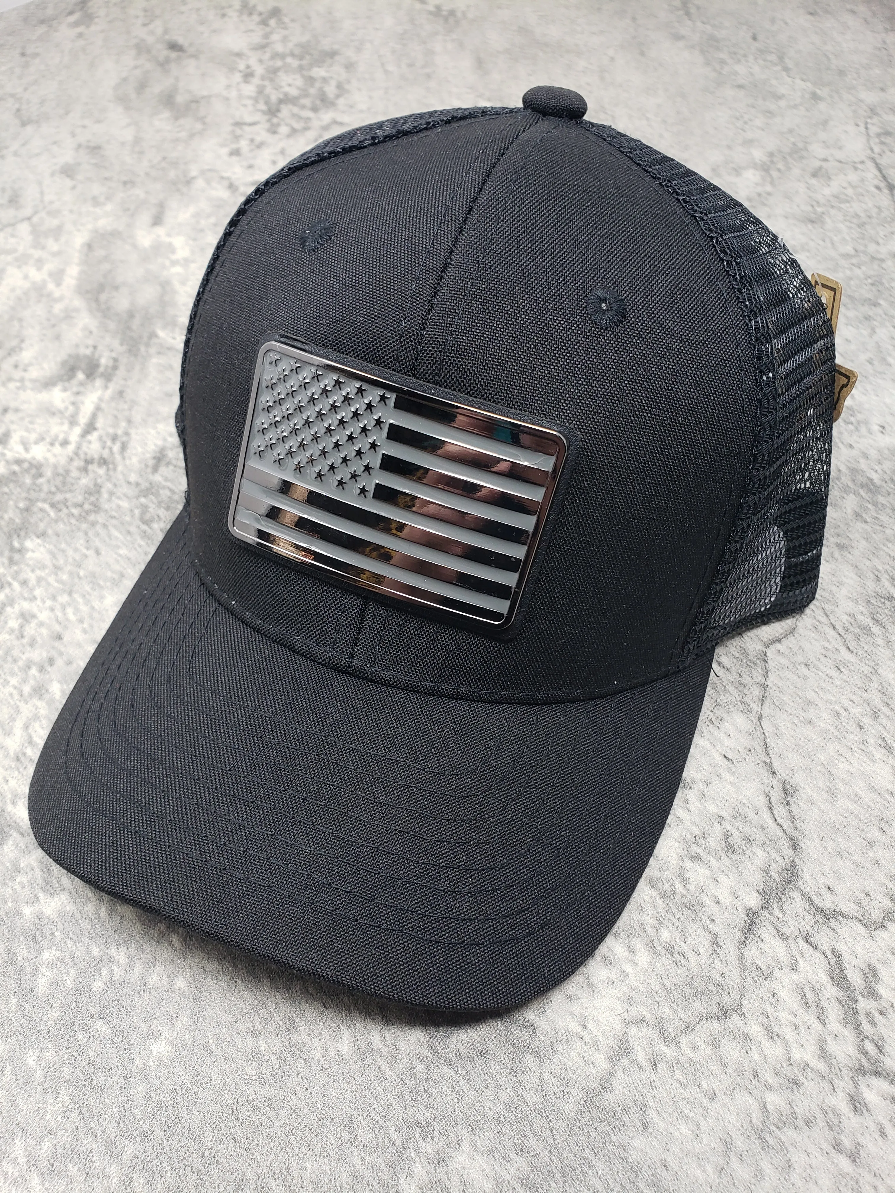 Blackout American Flag Trucker Hat