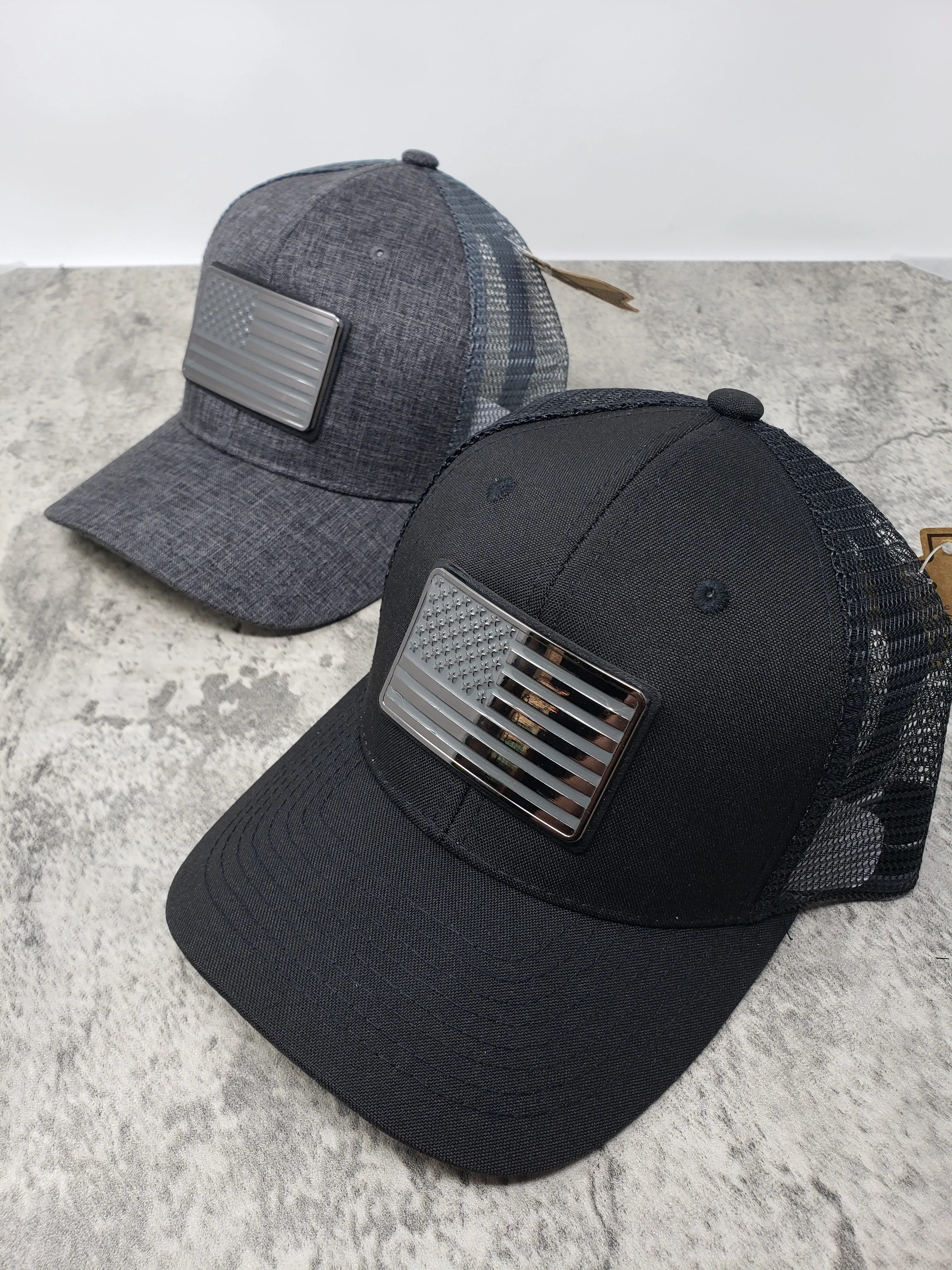 Blackout American Flag Trucker Hat