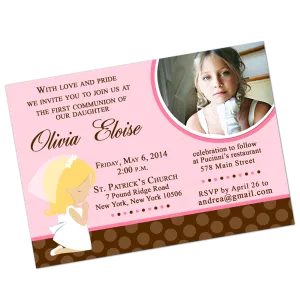 Blonde Girl Communion Digital Invitation