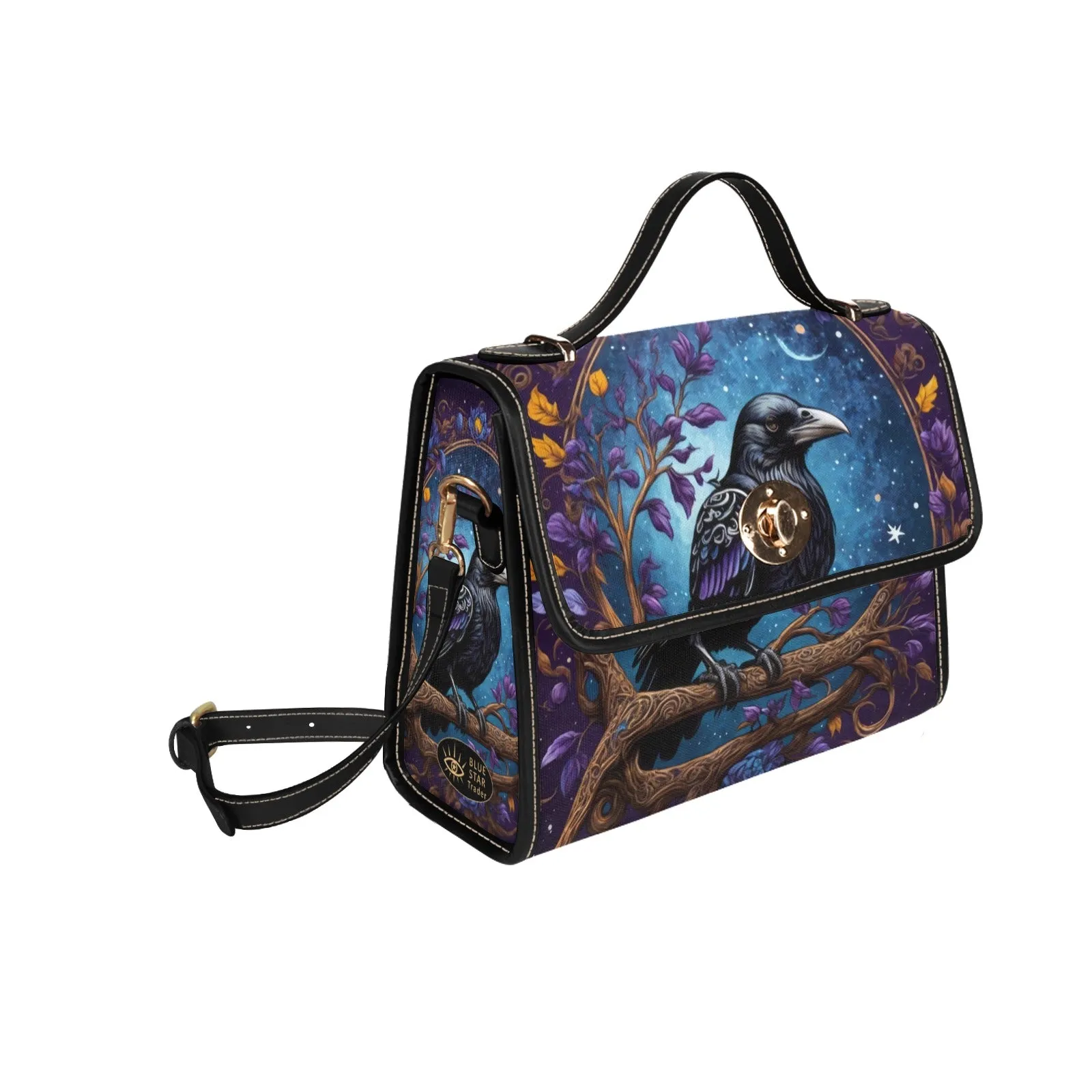 Blue Raven Cross Body Purse, Vegan Canvas Bag