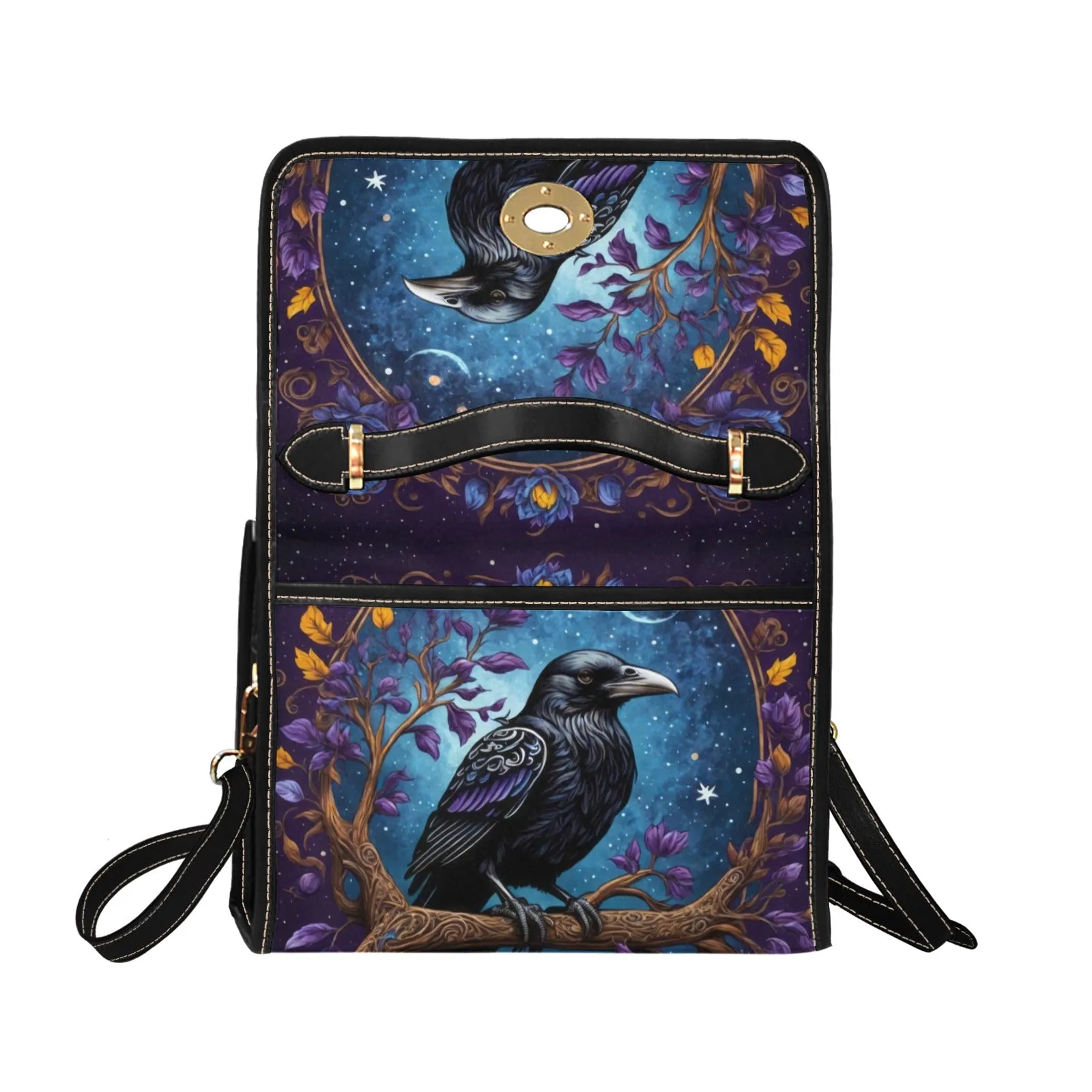 Blue Raven Cross Body Purse, Vegan Canvas Bag