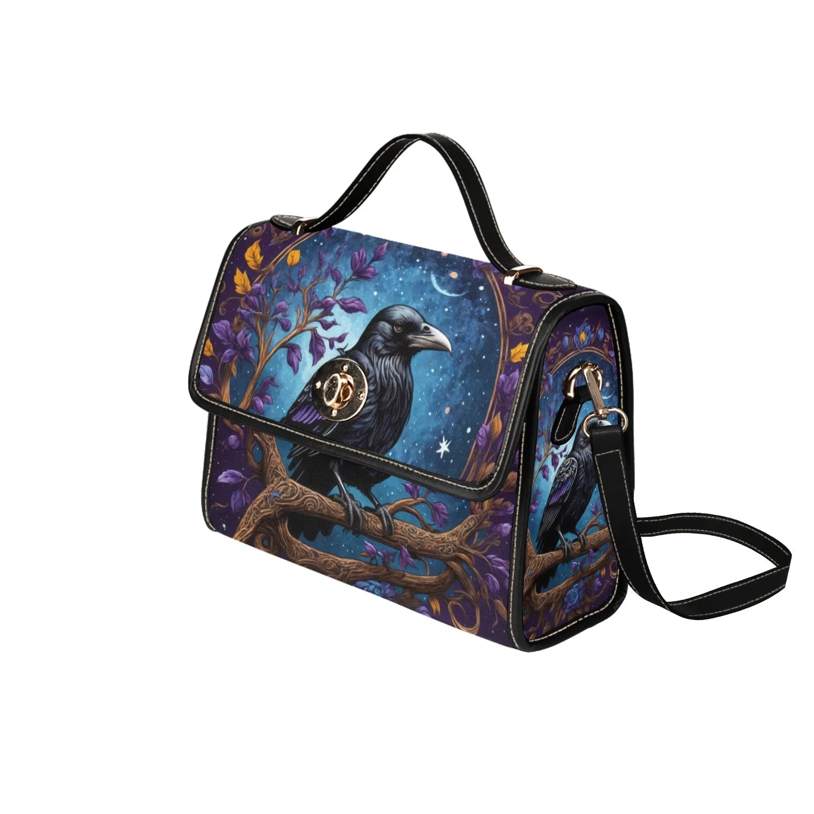Blue Raven Cross Body Purse, Vegan Canvas Bag
