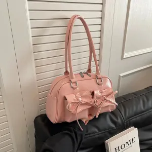 Bow Decoration Leather Handbag
