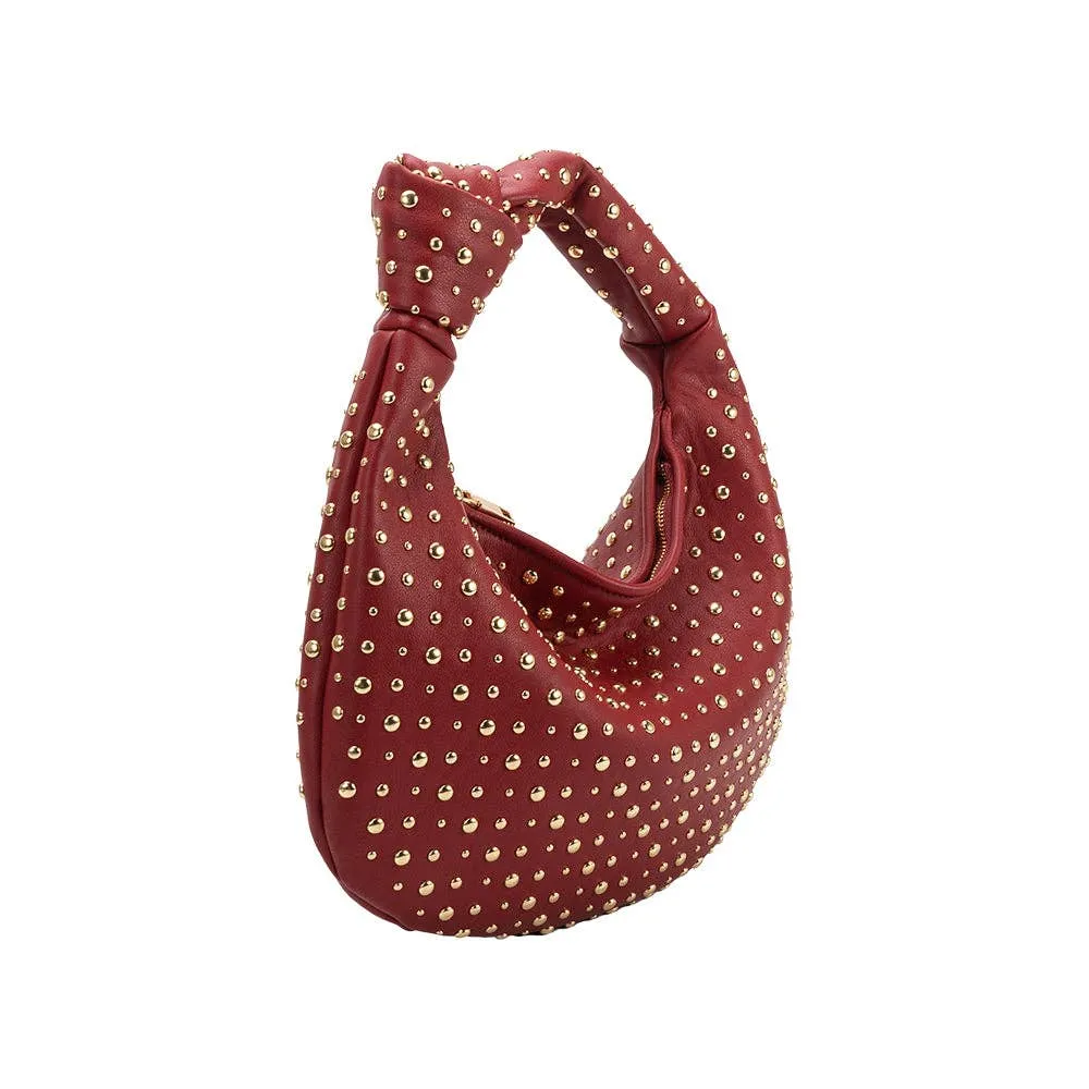Brigitte Large Studded Red Shoulder Bag