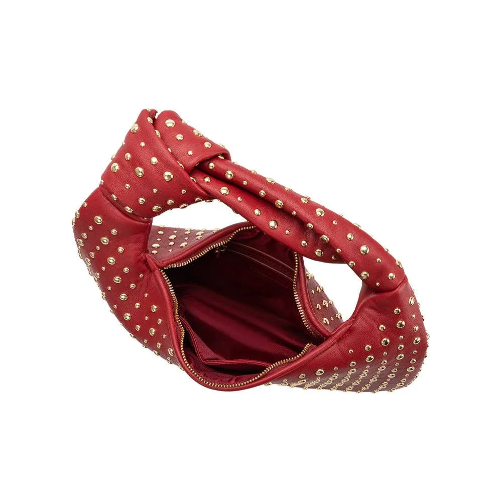 Brigitte Large Studded Red Shoulder Bag