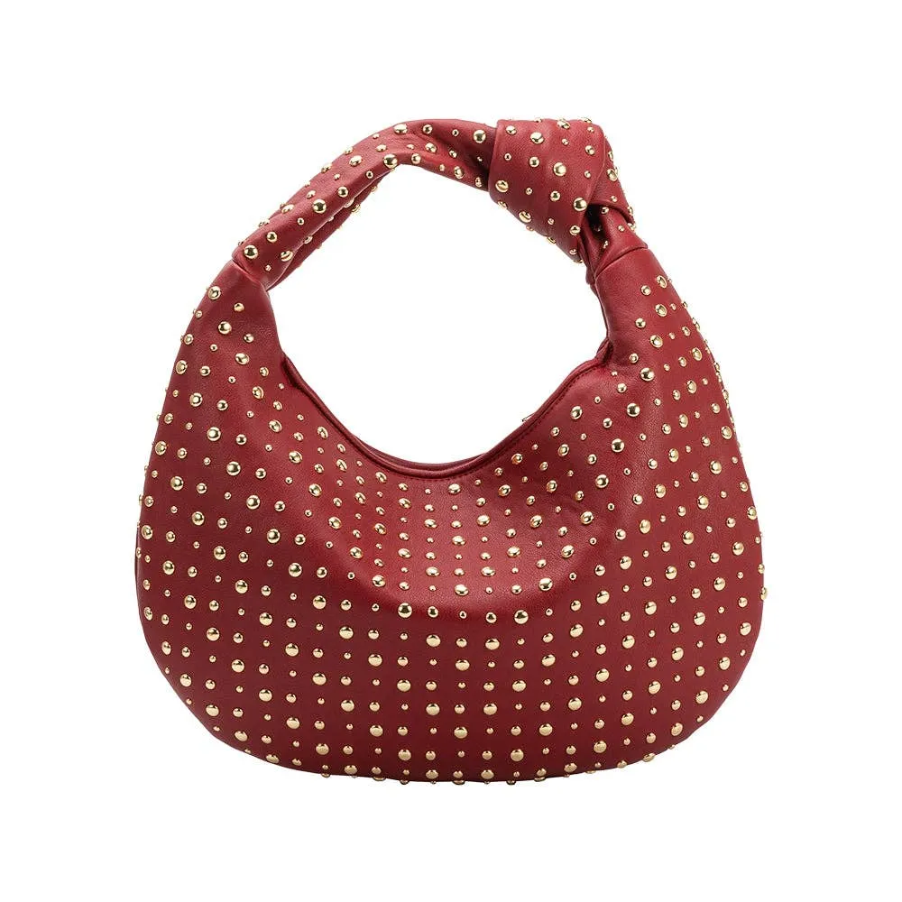 Brigitte Large Studded Red Shoulder Bag