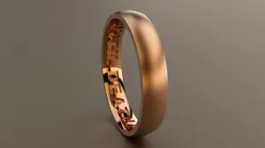 Brushed Rose Gold 4mm Interior Message Wedding Band