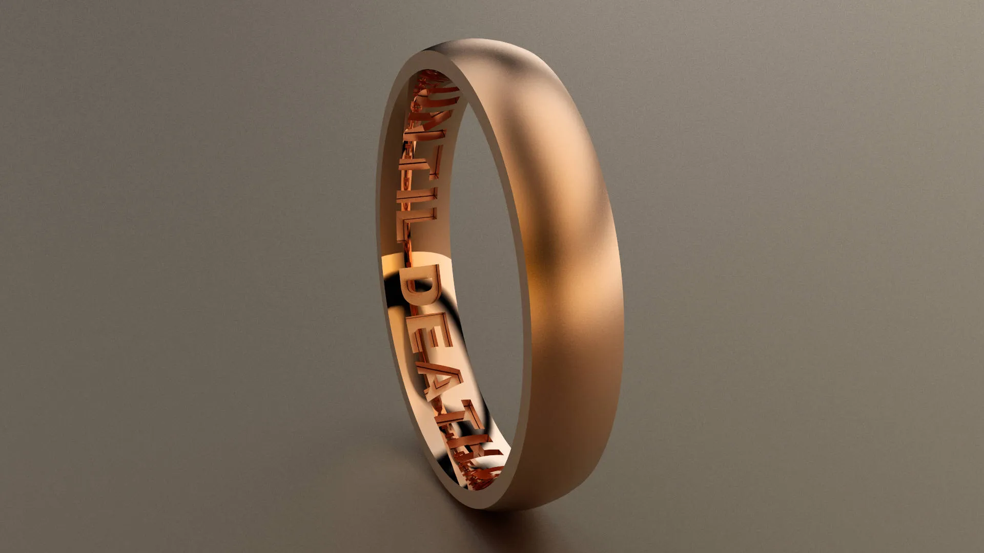 Brushed Rose Gold 4mm Interior Message Wedding Band