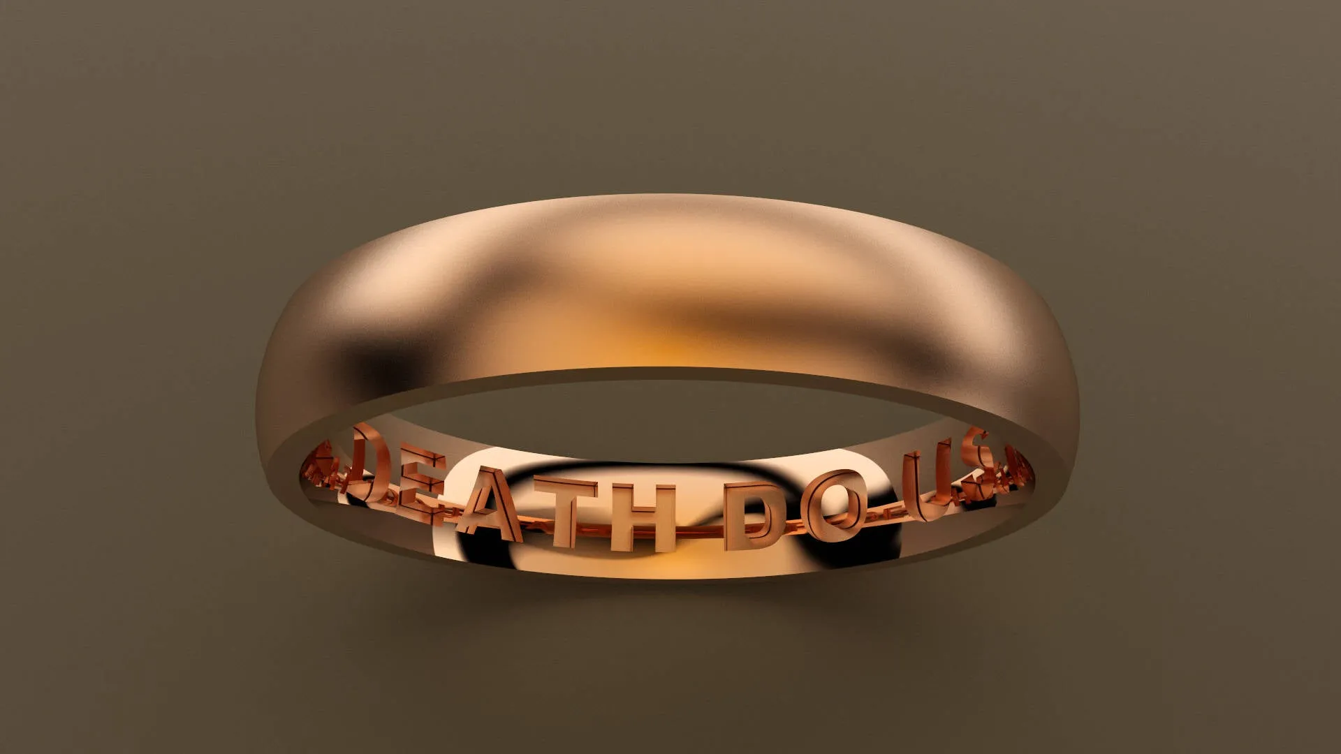 Brushed Rose Gold 4mm Interior Message Wedding Band